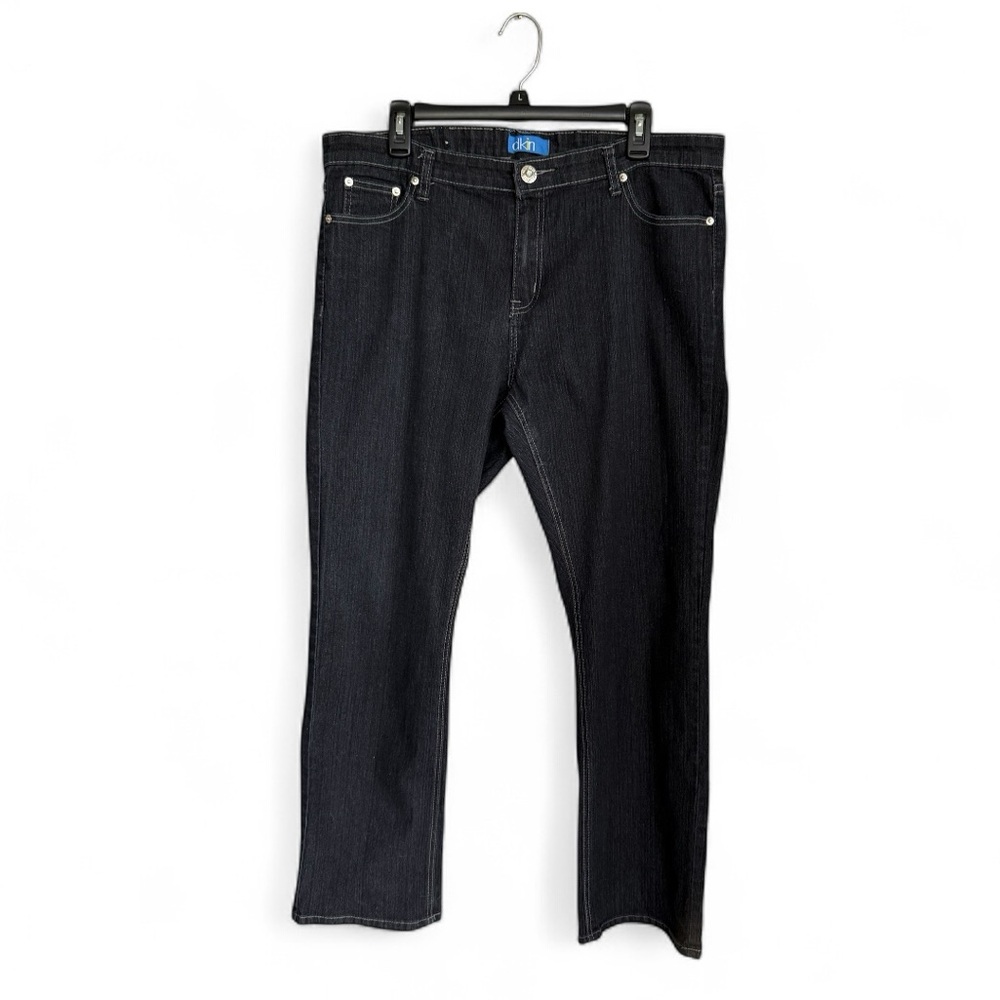 d.kin 16W Plus Size Dark Wash Denim Embroidered Bootcut Stretch Jeans - Picture 4 of 11